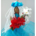 Hand Crafted Hanging Aqua Flower Maiden Doll